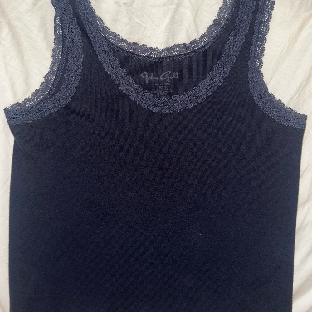 Brandy Melville Navy Lace Trim Tank Top